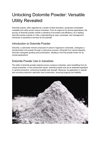 Unlocking Dolomite Powder_ Versatile Utility Revealed