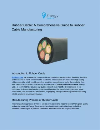 Rubber Cable: A Comprehensive Guide to Rubber Cable Manufacturing