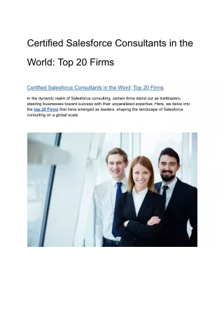 World-Certified Salesforce Consultants in the World