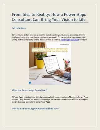 From Idea to Reality How a Power Apps Consultant Can Bring Your Vision to Life