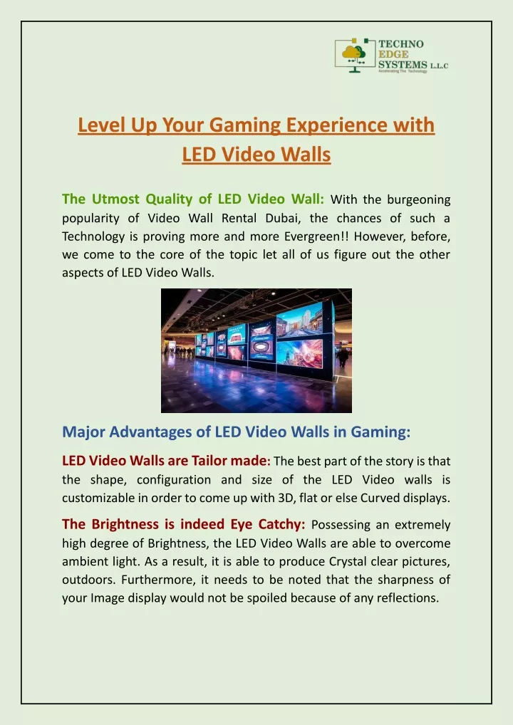 level up your gaming experience with led video
