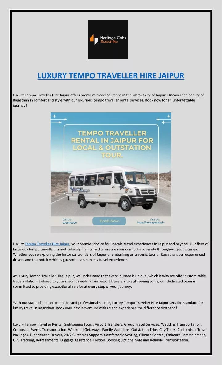 luxury tempo traveller hire jaipur