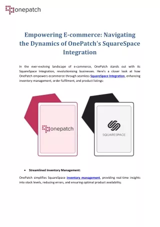 Navigating the Dynamics of OnePatch's SquareSpace Integration