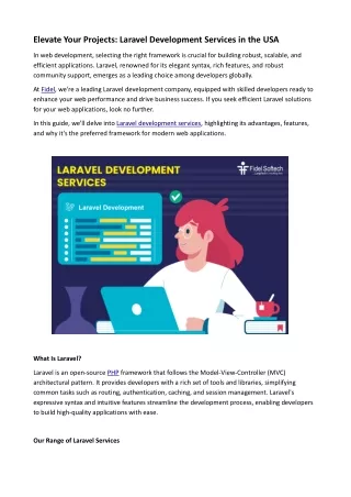 Elevate Your Projects Laravel Development Services in the USA