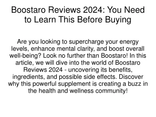 Boostaro Reviews 2024