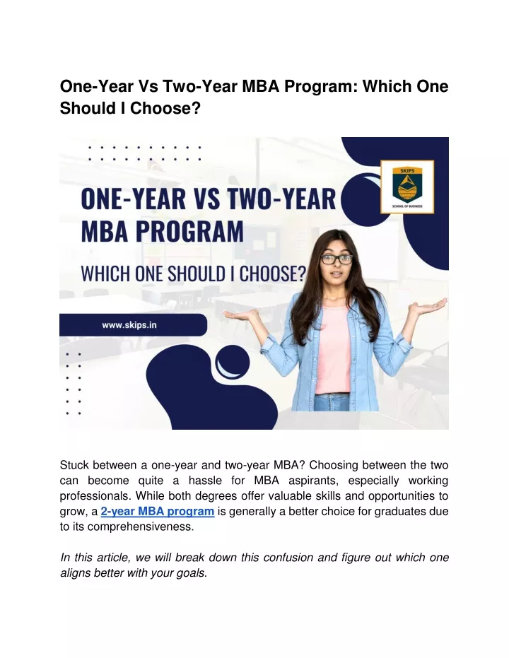 one year vs two year mba program which one should