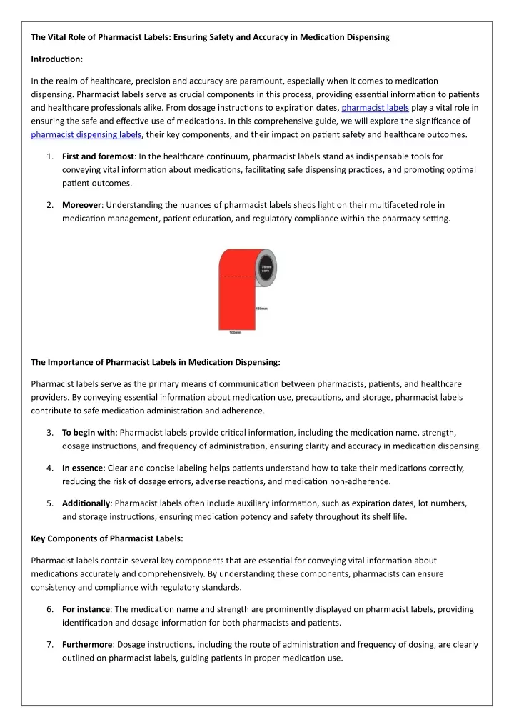 the vital role of pharmacist labels ensuring