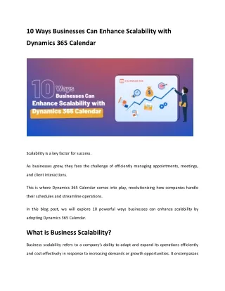 10 Ways Businesses Can Enhance Scalability with Dynamics 365 Calendar