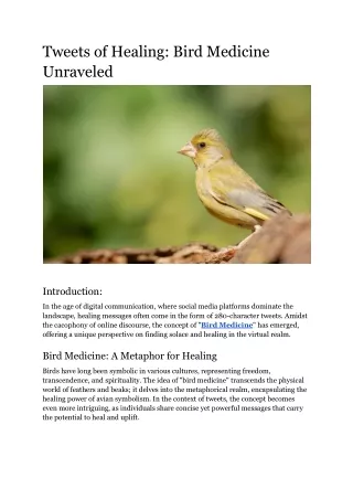Tweets of Healing_ Bird Medicine Unraveled