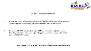 ISO 9001 Consultants in Bangalore