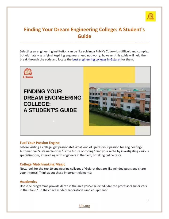 finding your dream engineering college a student
