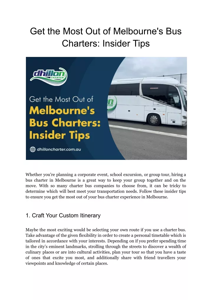 get the most out of melbourne s bus charters