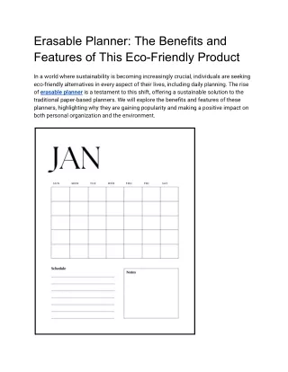 Erasable Planner: The Benefits and Features of This Eco-Friendly Product