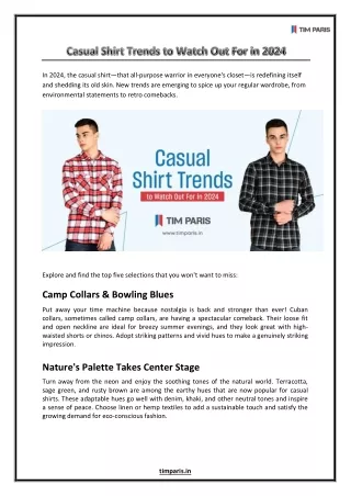Casual Shirt Trends to Watch Out For in 2024
