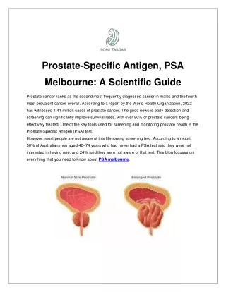 Prostate-Specific Antigen, PSA Melbourne- A Scientific Guide