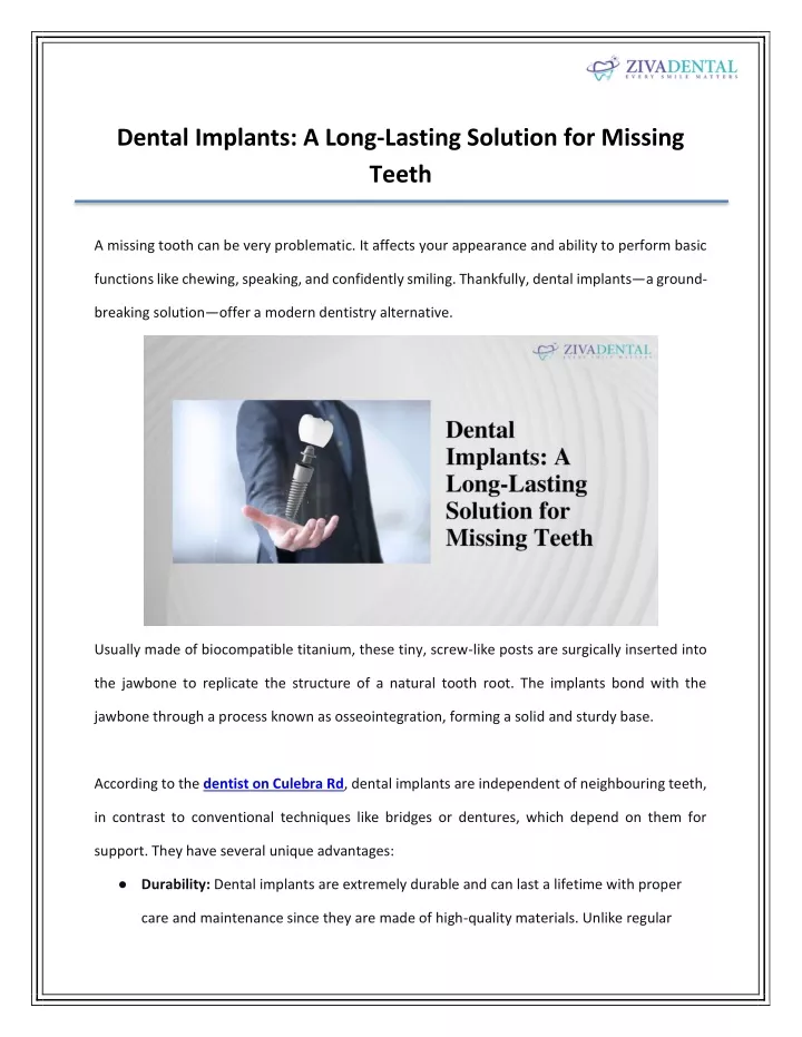 dental implants a long lasting solution