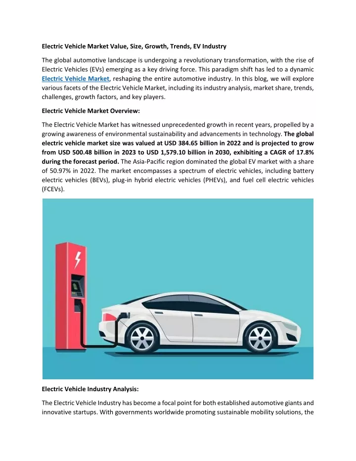 electric vehicle market value size growth trends