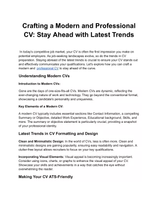 Crafting a Modern and Professional CV Stay Ahead with Latest Trends