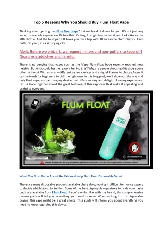 Top 5 Reasons Why You Should Buy Flum Float Vape