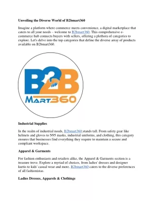 Unveiling the Diverse World of B2bmart360