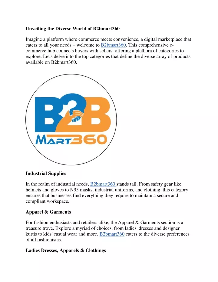 unveiling the diverse world of b2bmart360 imagine