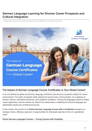 The Impact of German Language Course Certificates in Your Global Career!
