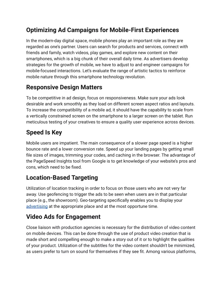 optimizing ad campaigns for mobile first