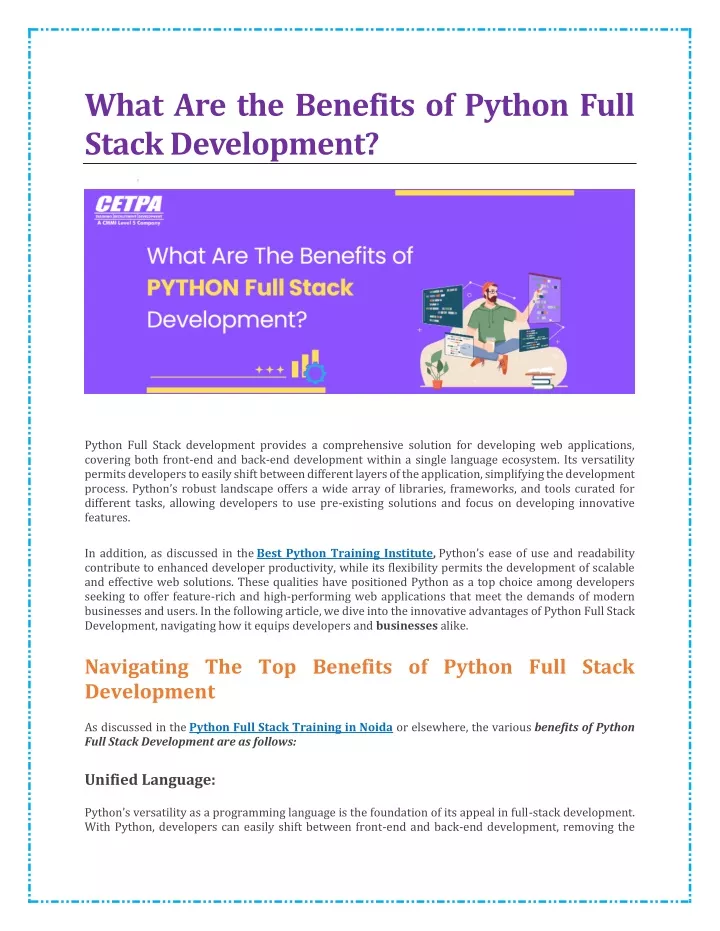 what are the benefits of python full stack