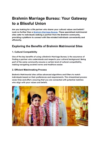 Brahmin Marriage Bureau_ Your Gateway to a Blissful Union