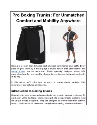 Pro Boxing Trunks: For Unmatched Comfort and Mobility Anywhere