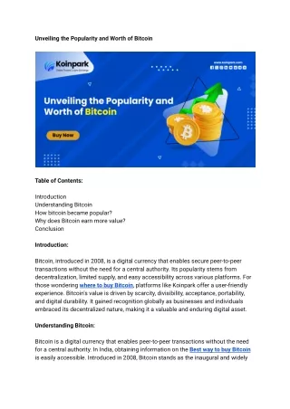 unveiling the popularity and worth of bitcoin
