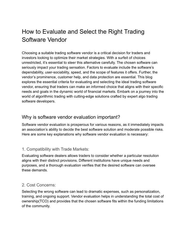 how to evaluate and select the right trading