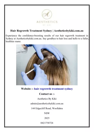 Hair Regrowth Treatment Sydney  Aestheticsbykiki.com.au