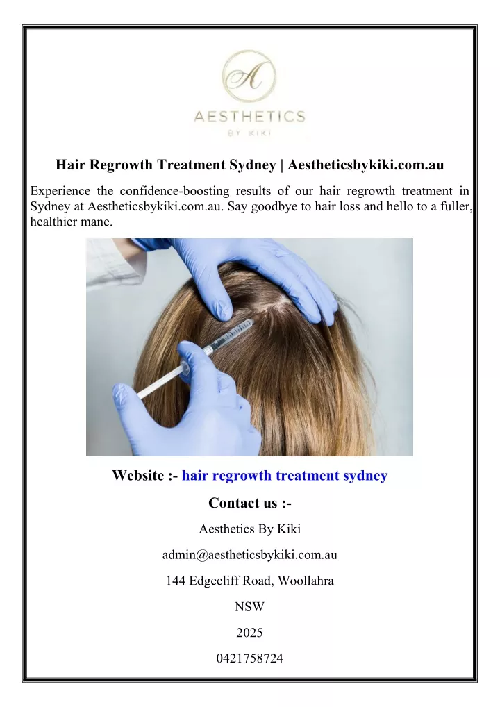 hair regrowth treatment sydney aestheticsbykiki