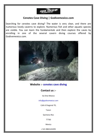 Cenotes Cave Diving  Godivemexico.com
