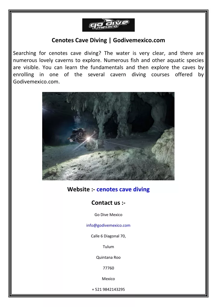 cenotes cave diving godivemexico com