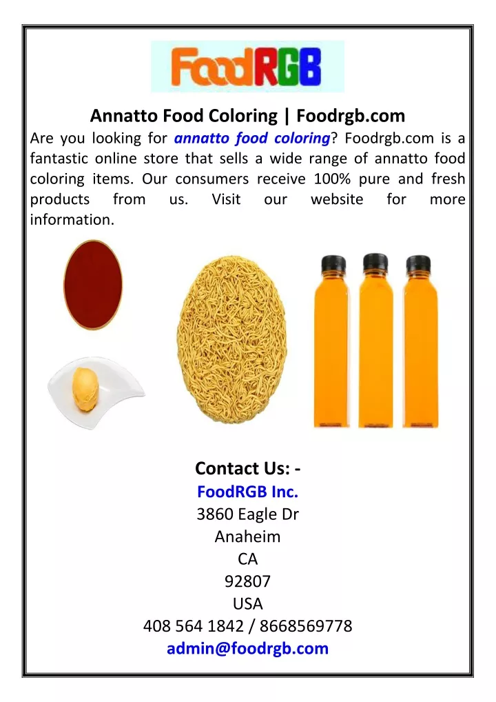annatto food coloring foodrgb com are you looking