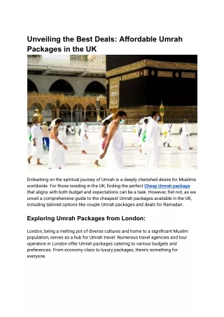 Unveiling the Best Deals_ Affordable Umrah Packages in the UK