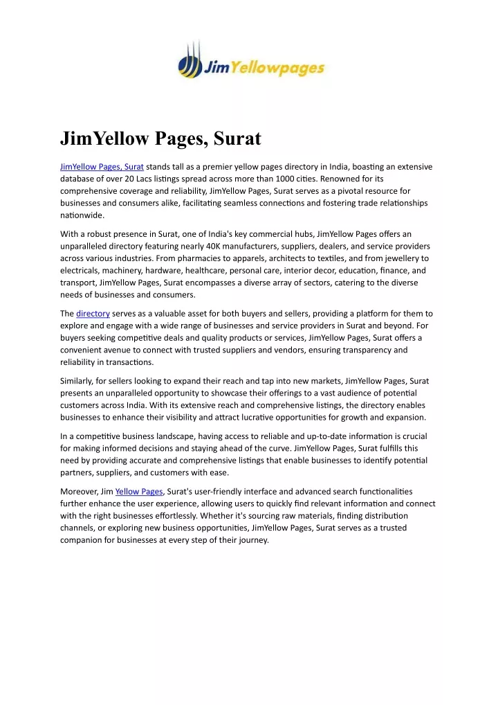 jimyellow pages surat