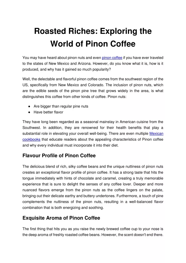 roasted riches exploring the world of pinon coffee