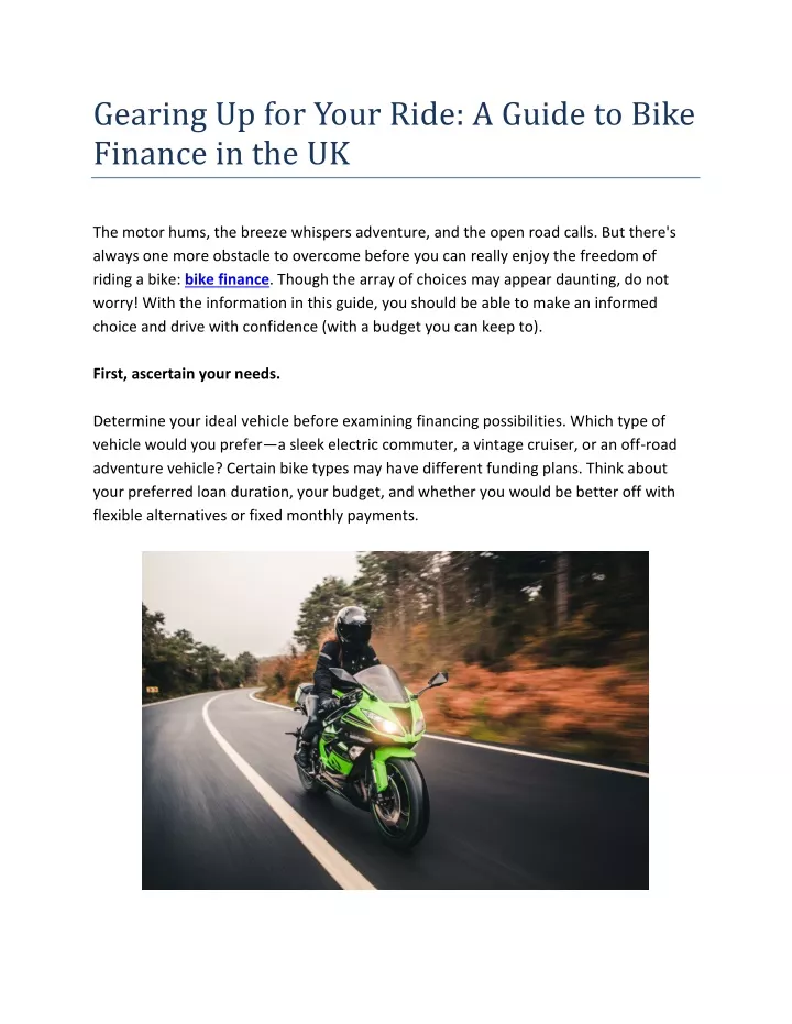 gearing up for your ride a guide to bike finance