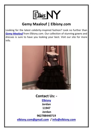 Gemy Maalouf Elbisny.com