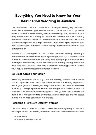 Everything You Need to Know for Your Destination Wedding in Jamaica