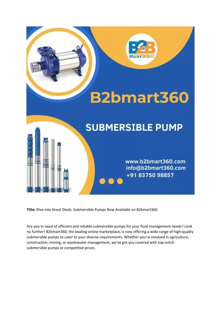 title dive into great deals submersible pumps