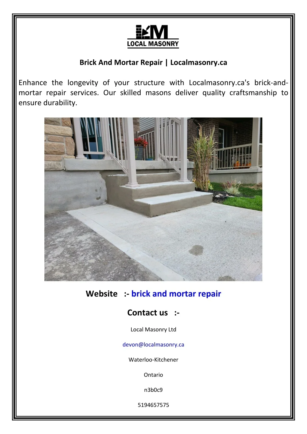Local Mortar PPT - Brick And Mortar Repair Localmasonry.ca PowerPoint Presentation ...