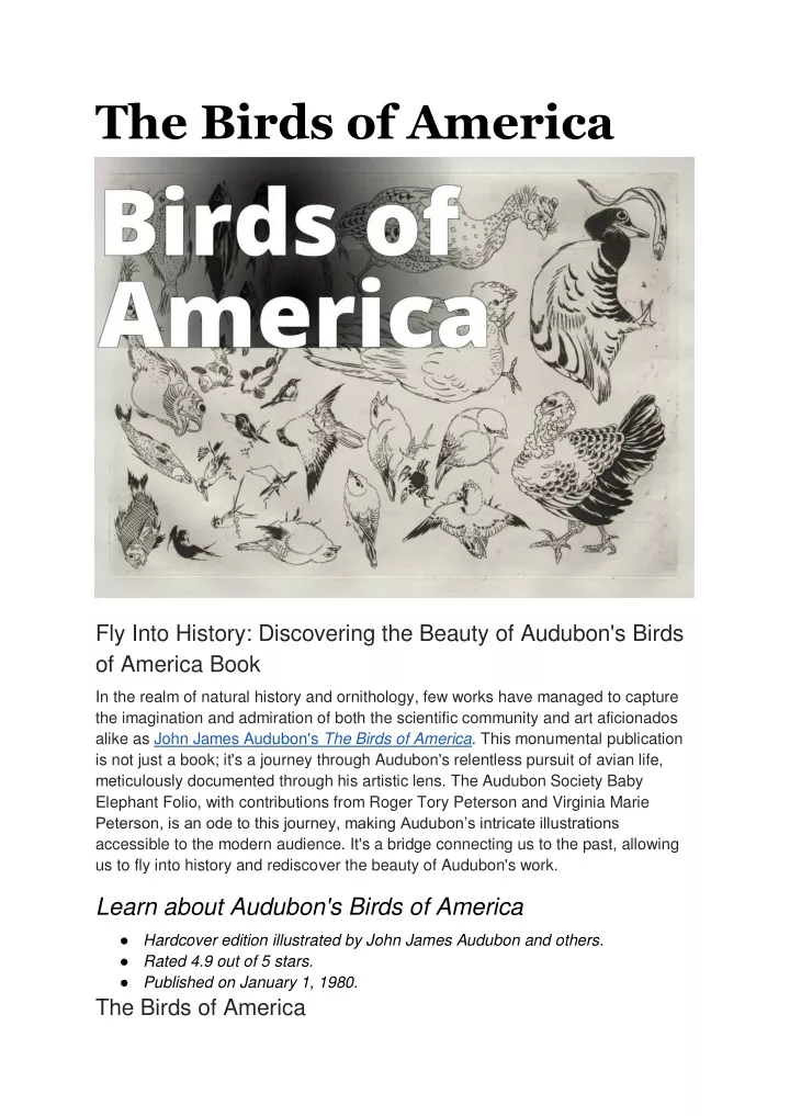 the birds of america