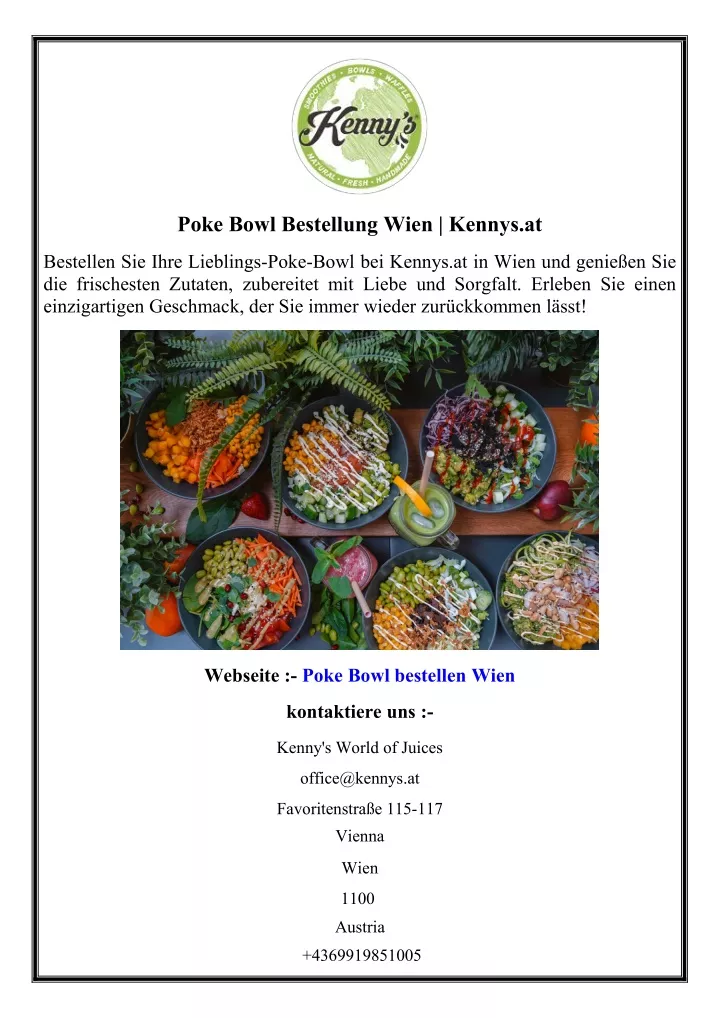 poke bowl bestellung wien kennys at