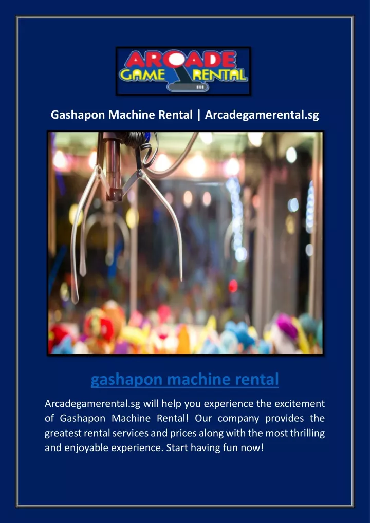 gashapon machine rental arcadegamerental sg