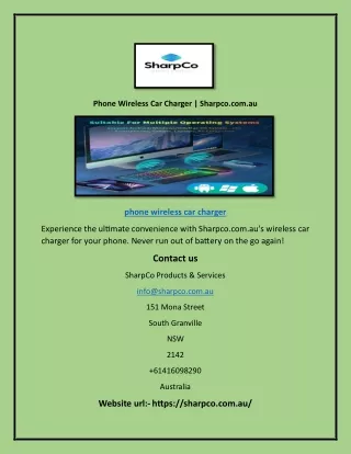 Phone Wireless Car Charger | Sharpco.com.au