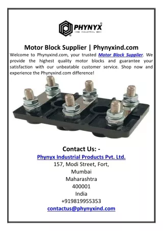 Motor Block Supplier Phynyxind.com